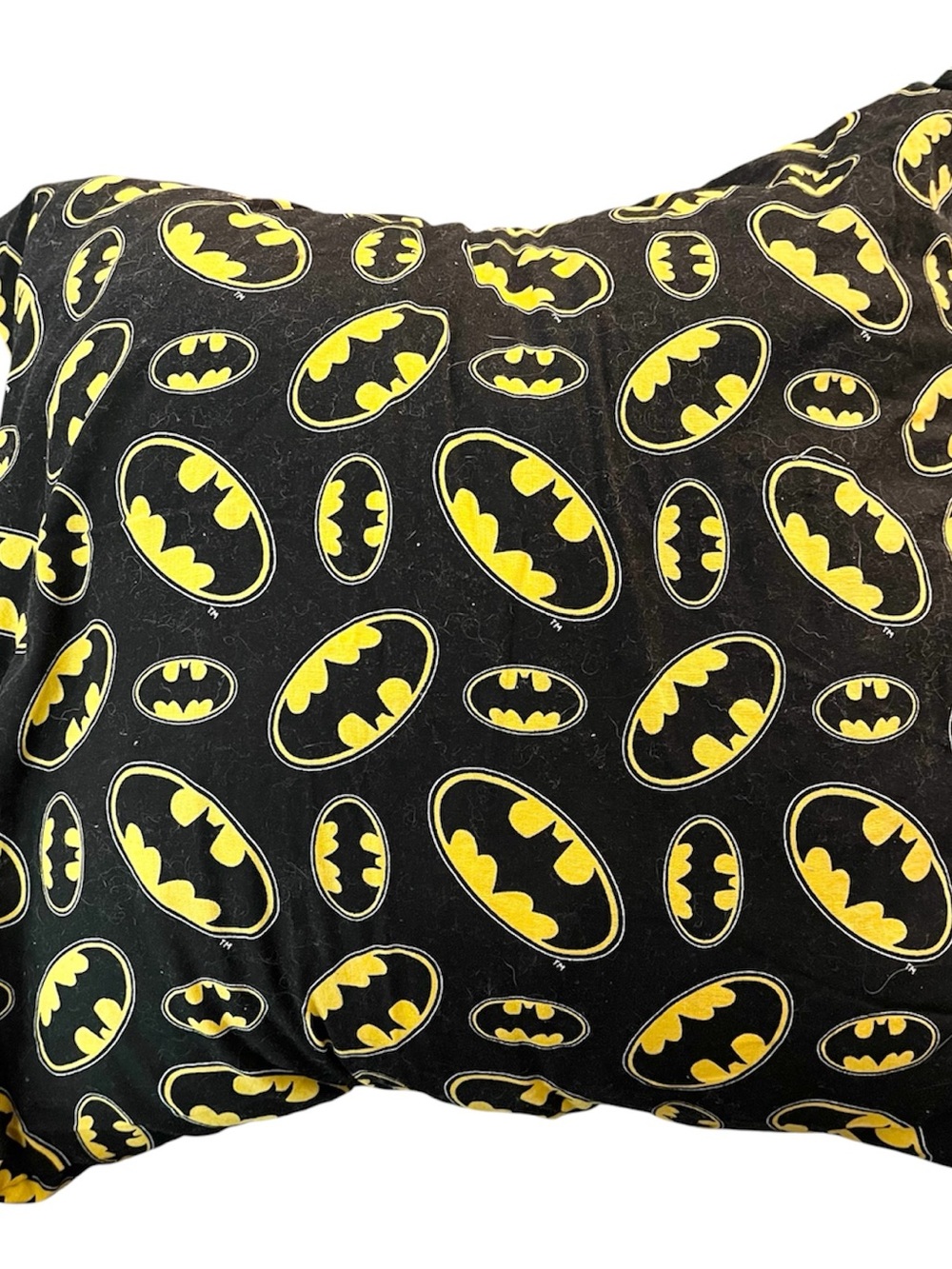 Batman Logo Black and Yellow Pillowcase - Hand Sewed - Pillow Cover